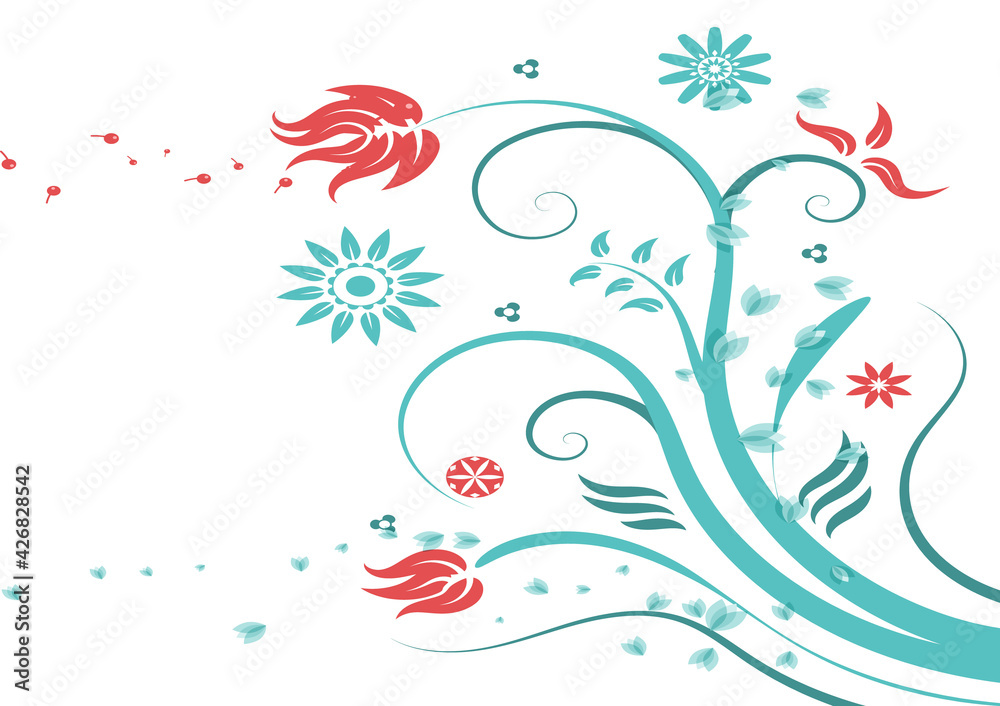 Floral bouquet vector pattern with small flowers and leaves Floral bouquet vector pattern with small flowers and leaves