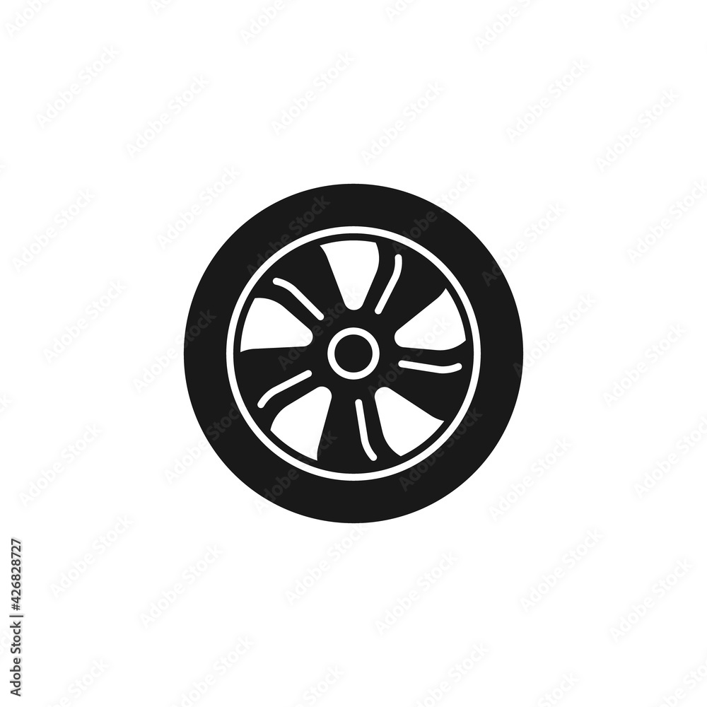 Obraz premium Tire and wheel icon flat vector design