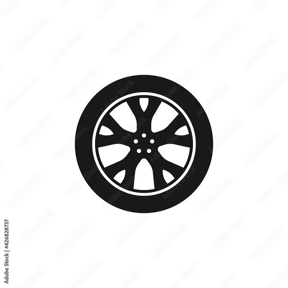 Tire and wheel icon flat vector design