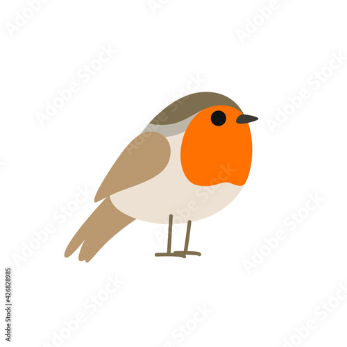 Cartoon robin bird. Vector illustration for prints, clothing, packaging, stickers.