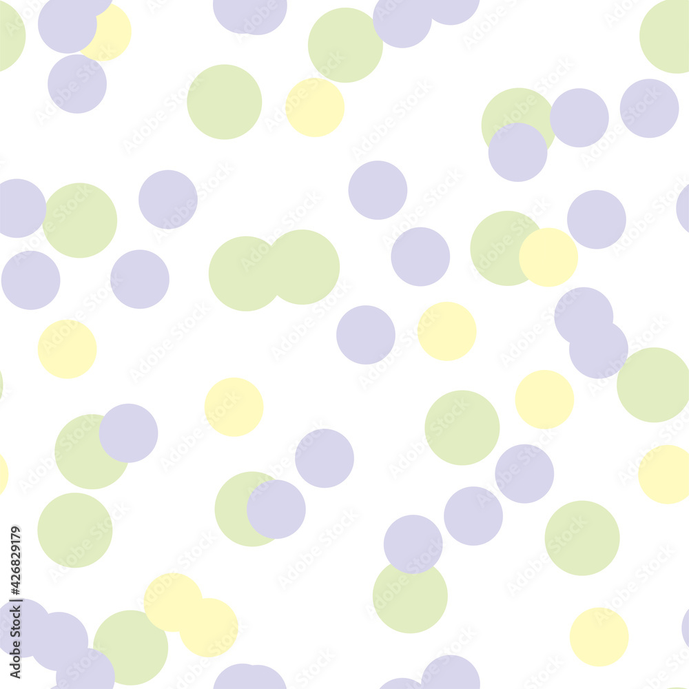Multicolored circles on a light background. Seamless endless pattern pattern of circles in yellow, purple, green color Multicolored circles on a light background. Seamless endless pattern pattern of circles in yellow, purple, green color