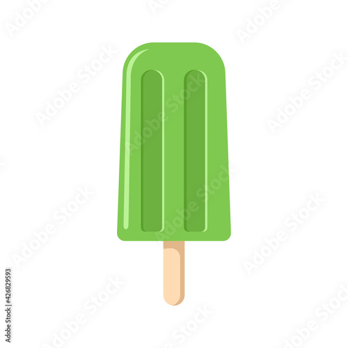 Green fruit ice. popsicle ice cream on a stick