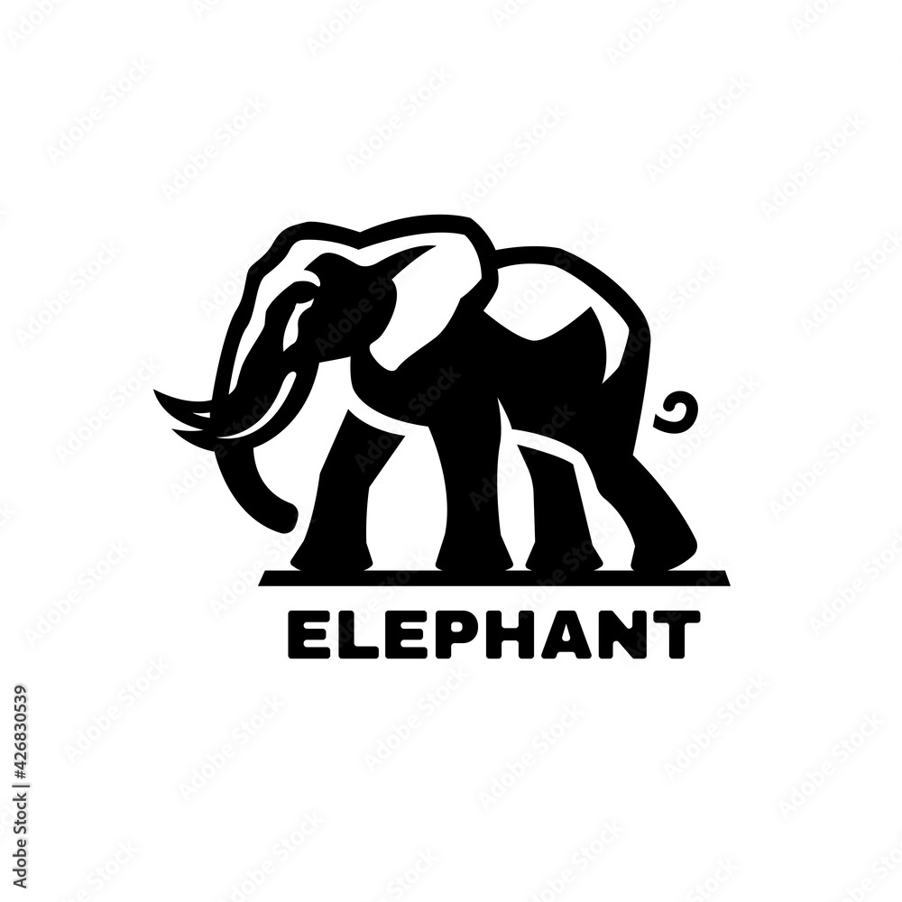 Fototapeta premium Elephant symbol, logo. Black White style. Vector illustration.