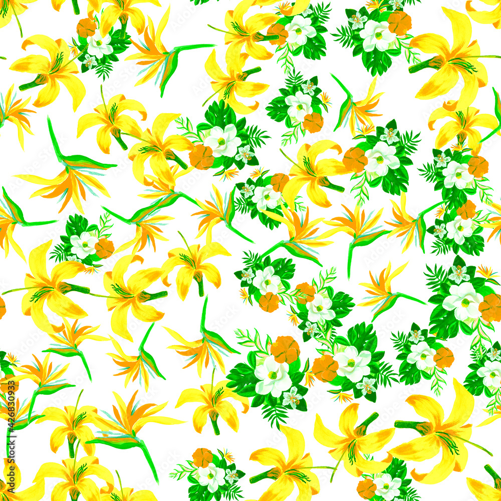 Yellow Seamless Nature. Organic Pattern Botanical. Green Tropical Botanical. Golden Flower Leaf. White Floral Botanical. Natural Flora Plant. Watercolor Hibiscus. Yellow Seamless Nature. Organic Pattern Botanical. Green Tropical Botanical. Golden Flower Leaf. White Floral Botanical. Natural Flora Plant. Watercolor Hibiscus.
