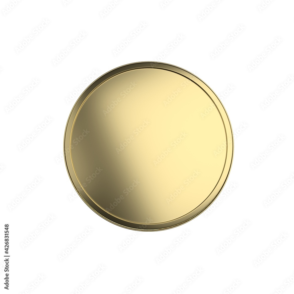Golden coin - template. Graphic element. Isolated 3d illustration.