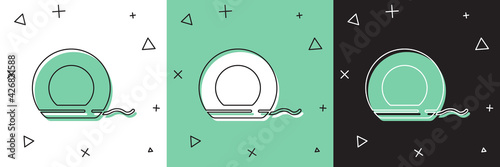Set Dental floss icon isolated on white and green, black background. Vector