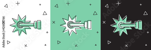 Set Cowboy horse riding spur for boot icon isolated on white and green, black background. Vector