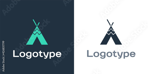 Logotype Traditional indian teepee or wigwam icon isolated on white background. Indian tent. Logo design template element. Vector