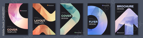 Modern triangle abstract A4 brochure colour cover template bundle set