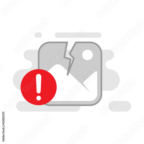 image file has been corrupted concept illustration flat design vector eps10. modern graphic element for icon, landing page, empty state ui, infographic, etc