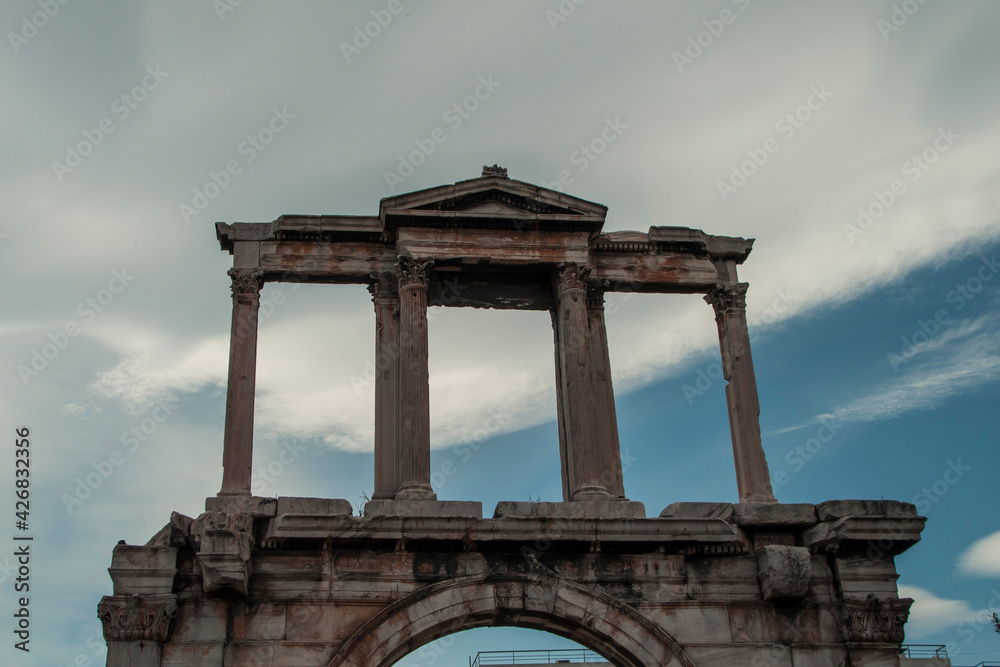 Arch of Hadrian historical landmark in Athens, Greece
