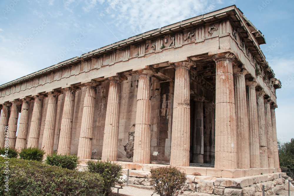 Ancient historical Temple of Hephaestus Greek temple in Athens, Greece