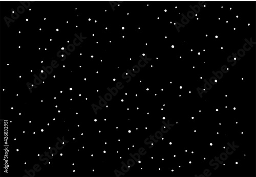 dots of white color of different sizes are randomly arranged on a black background in a modern style. Beautiful grunge vintage black background. Background illustration of the background. Vector illus