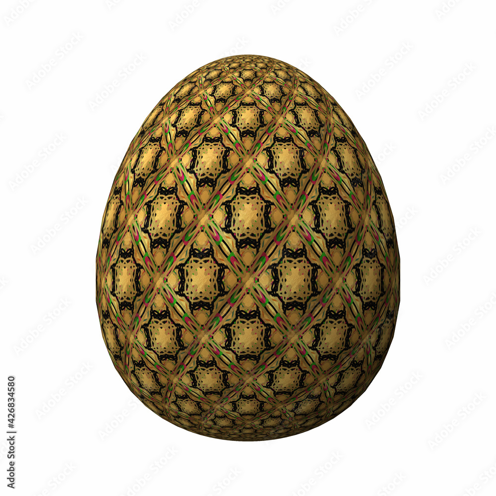 Obraz premium Happy Easter, Artfully designed and colorful 3D easter egg, 3D illustration on white