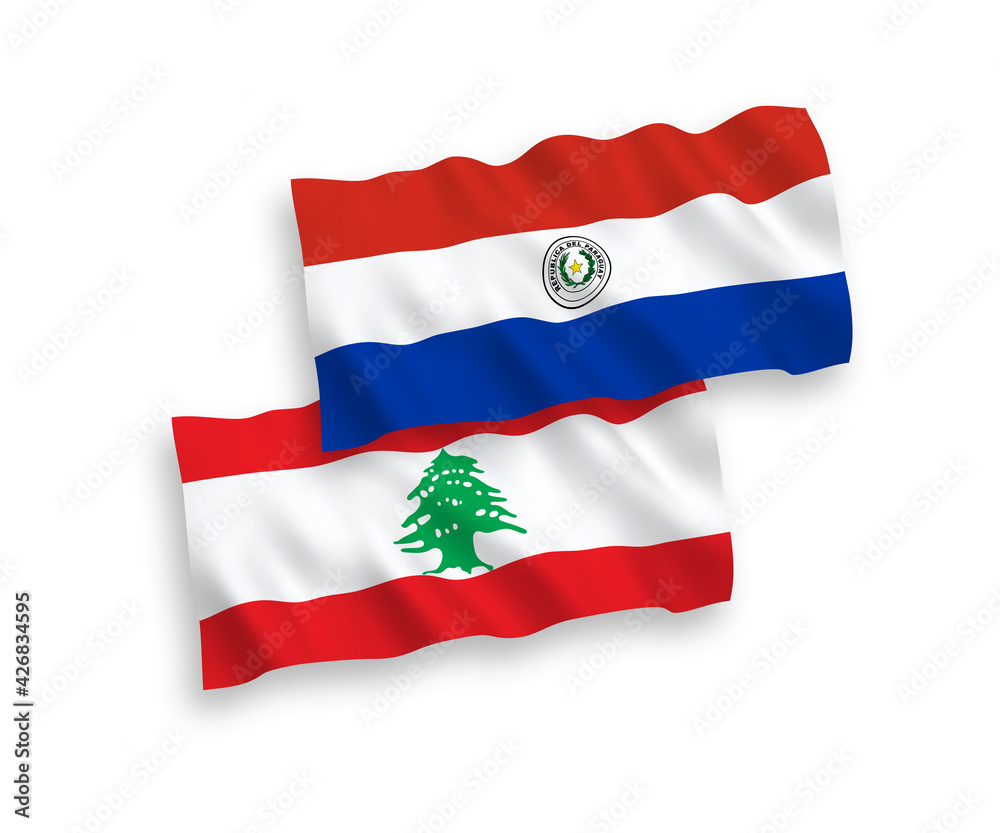 Flags of Paraguay and Lebanon on a white background Flags of Paraguay and Lebanon on a white background