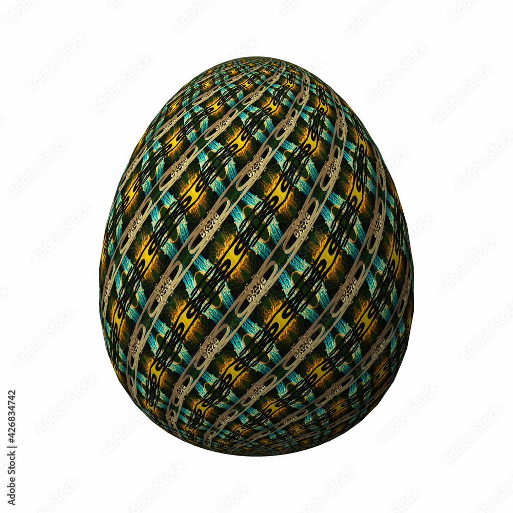 Obraz premium Happy Easter, Artfully designed and colorful 3D easter egg, 3D illustration on white
