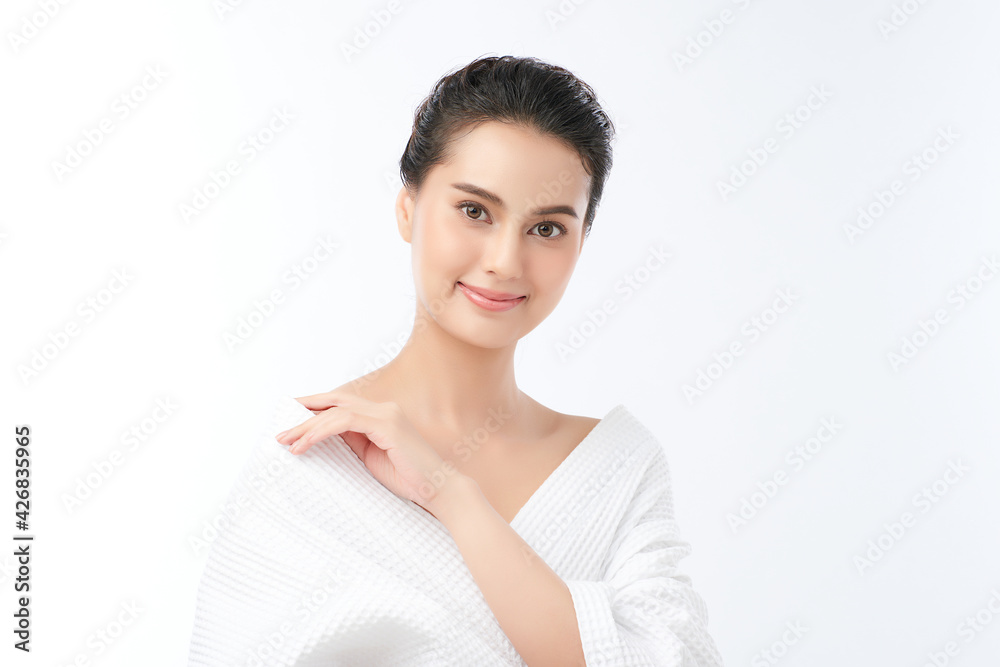 Beautiful young asian woman with clean fresh skin on white background, Face care, Facial treatment, Cosmetology, beauty and spa, Asian women portrait Beautiful young asian woman with clean fresh skin on white background, Face care, Facial treatment, Cosmetology, beauty and spa, Asian women portrait