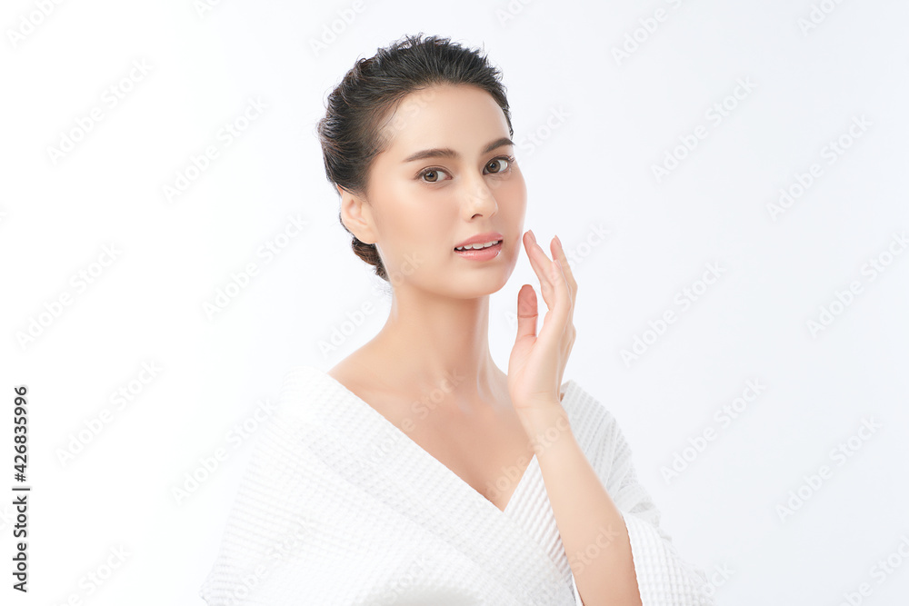 Beautiful young asian woman with clean fresh skin on white background, Face care, Facial treatment, Cosmetology, beauty and spa, Asian women portrait Beautiful young asian woman with clean fresh skin on white background, Face care, Facial treatment, Cosmetology, beauty and spa, Asian women portrait