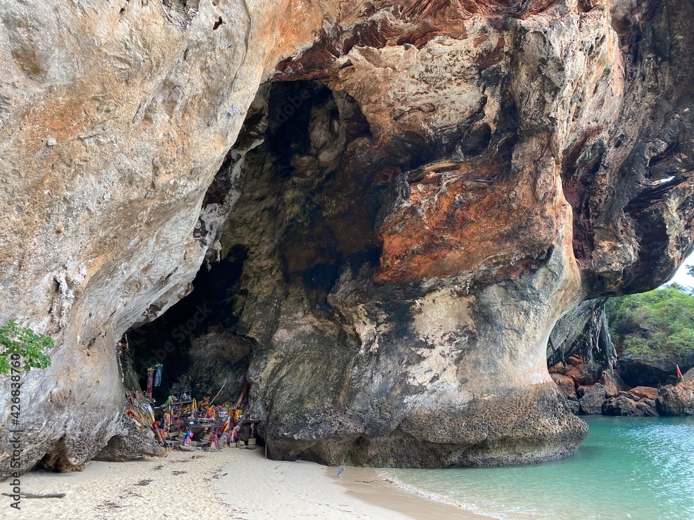 fertility offerings in beach cave in Krabi thailand
