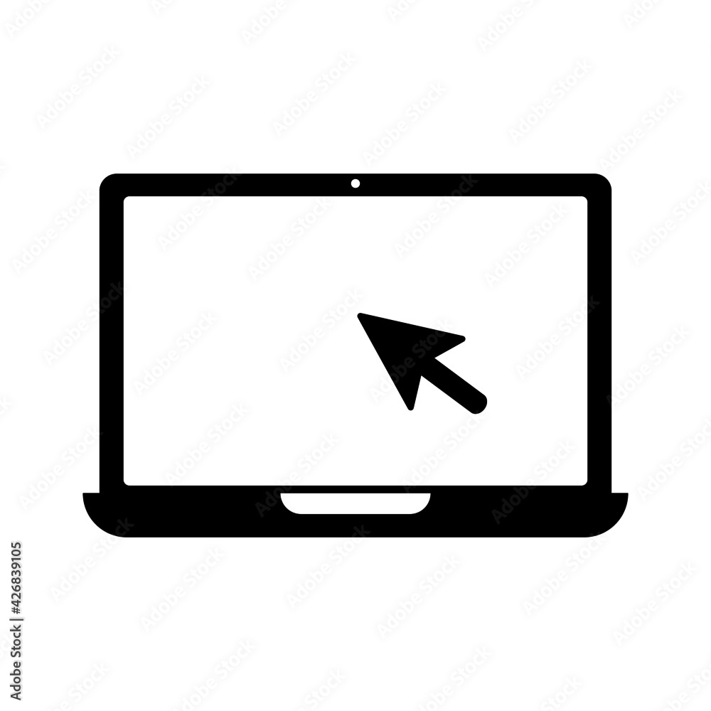 Laptop icon with separate cursor against white background. Graphic elements. Vector icons. Laptop icon with separate cursor against white background. Graphic elements. Vector icons.