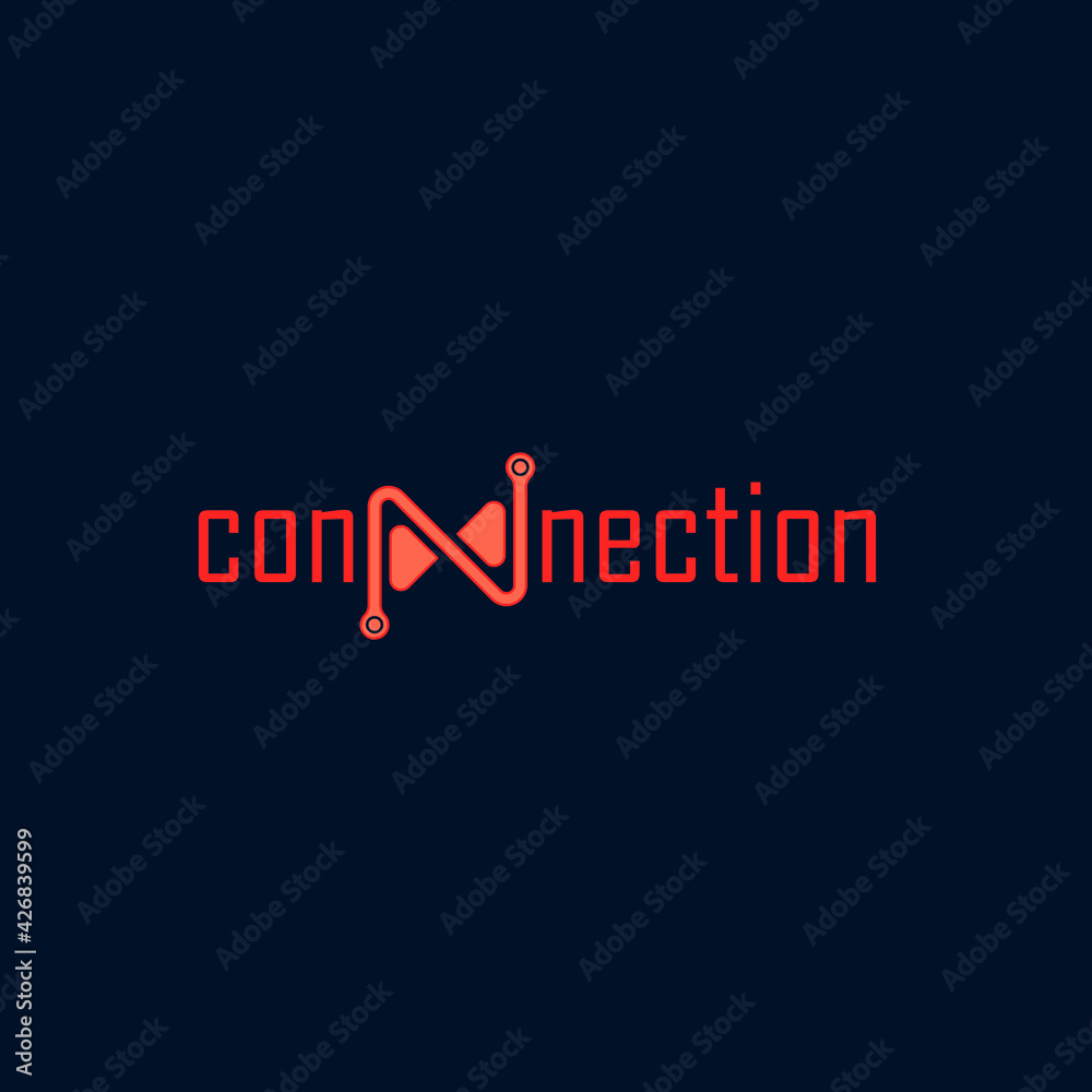 Orange connection vector logo design with dark blue background Orange connection vector logo design with dark blue background