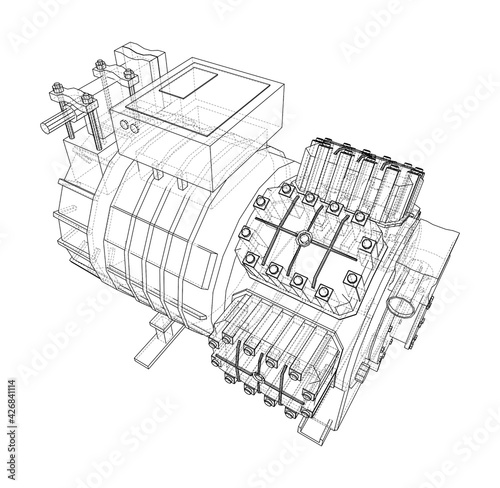 Air conditioning compressor. Vector