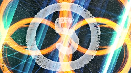 number 5 energy research a stream of luminous particles, a cycle of a stream of luminous particles. light effects moving and flexible lines in abstract style profit energy meditation