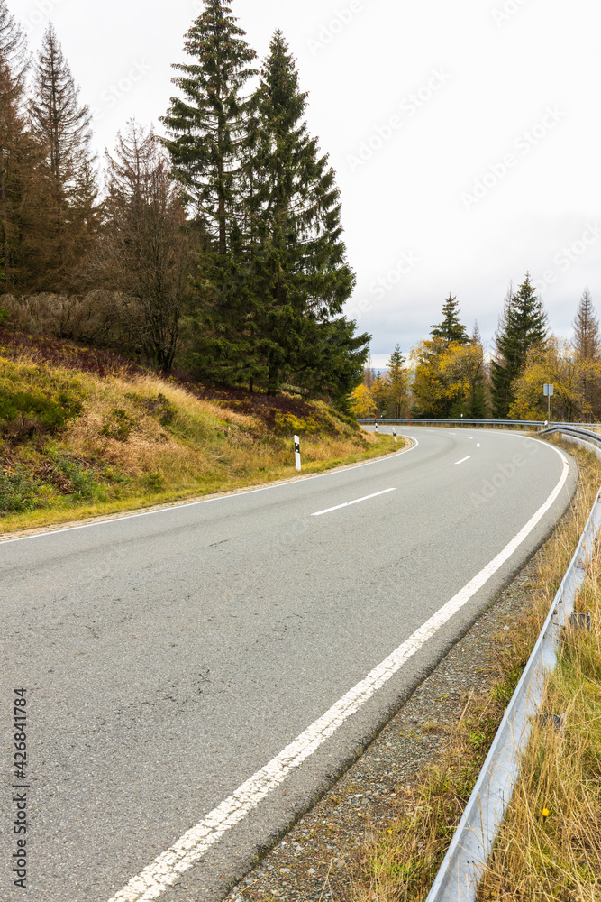 Fototapeta premium Kurive Straße im Oberharz