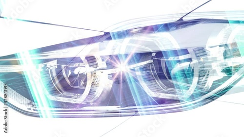 headlamp energy research a stream of luminous particles, a cycle of a stream of luminous particles. light effects moving and flexible lines in abstract style profit energy meditation