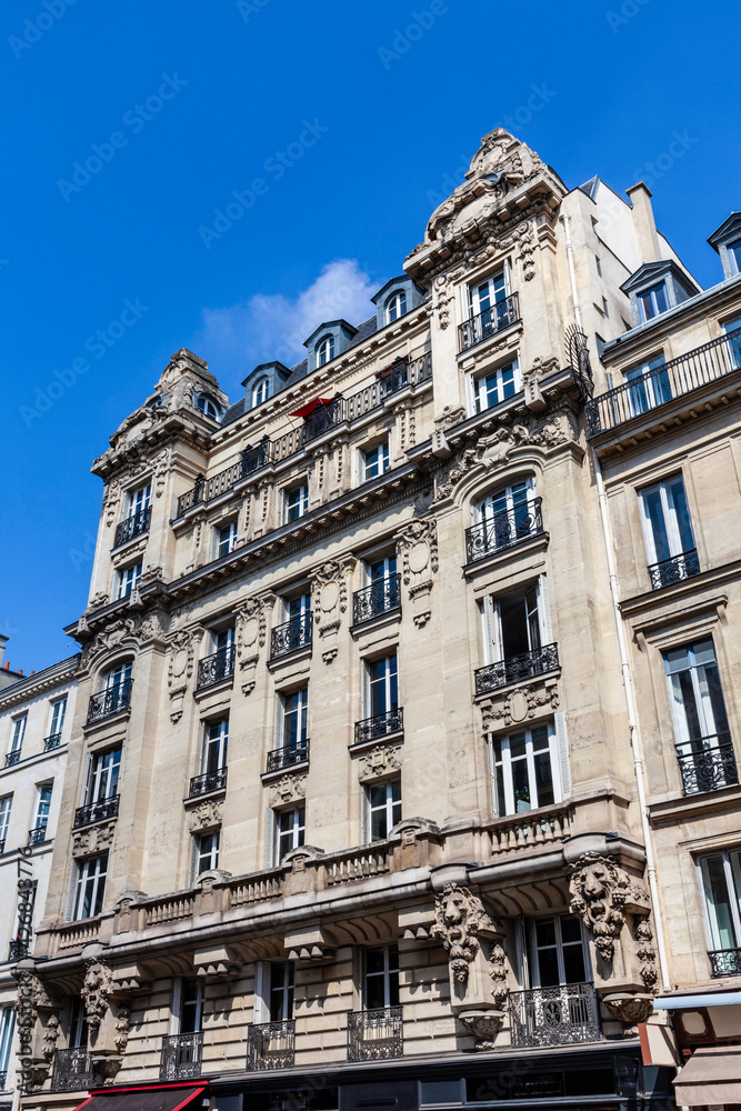 The facade of an old building. Paris