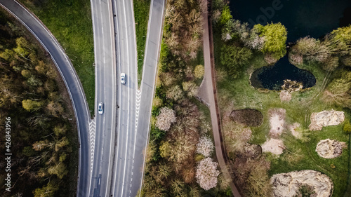 A highway crossing a natural area