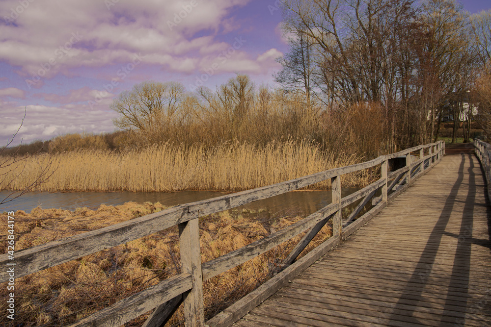 wooden bridge over the river