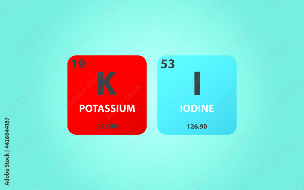 Vecteur Stock Potassium Iodide KI molecule. Simple molecular formula