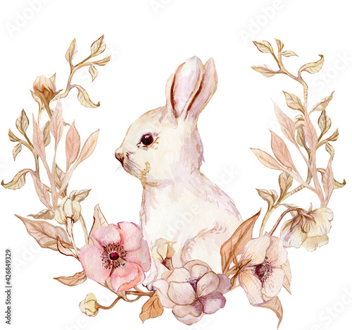 flower frame with rabbit