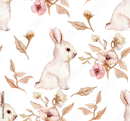 flower pattern with rabbit