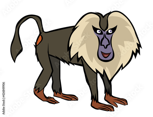 Lion tailed macaque cartoon illustartion