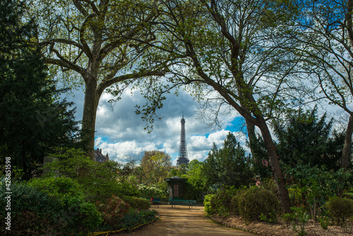 Fototapeta Naklejka Na Ścianę i Meble -  view of the eiffel tower from the park