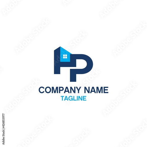 initial HP home logo design vector