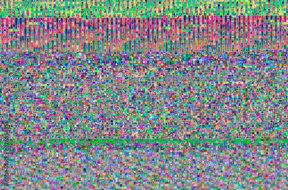 Glitch art from computer generated art form abstracts designs. 