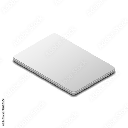 closed laptop isolated on white background, vector illustration with isometric view