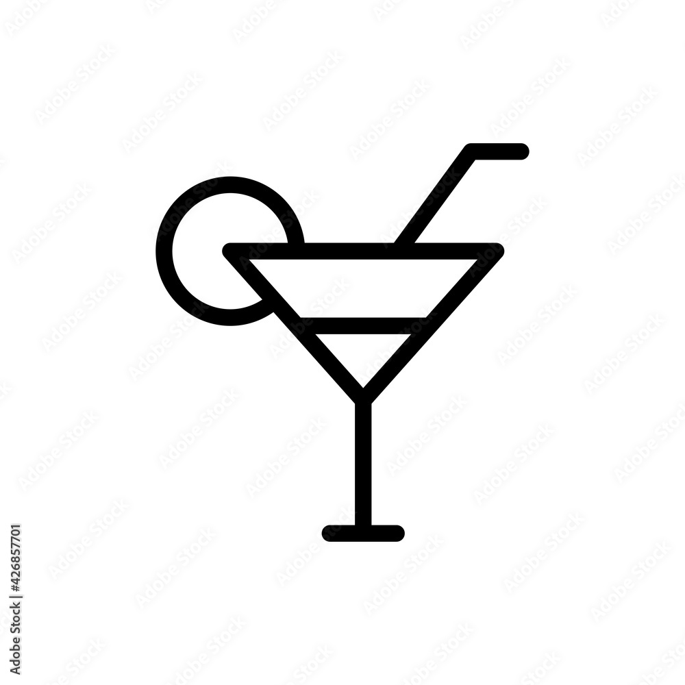 Cocktail Vector Outline Icon Style illustration. EPS 10 File