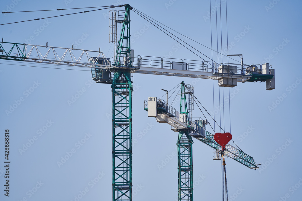 High-rise tower crane. Construction of a multi-storey building. Kyiv, Ukraine. High-rise tower crane. Construction of a multi-storey building. Kyiv, Ukraine.