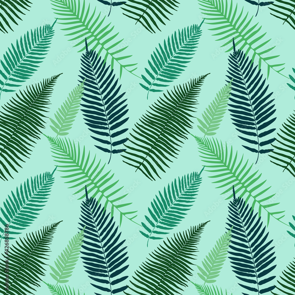Seamless pattern green background vector. Floral pattern, palm tropical eхotic plants Seamless pattern green background vector. Floral pattern, palm tropical eхotic plants