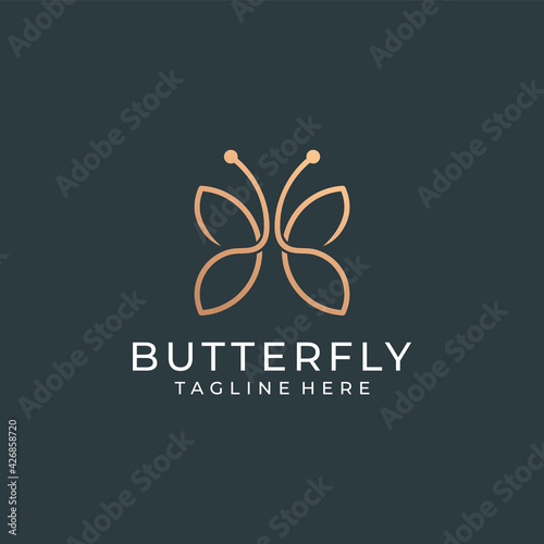 Butterfly monogram logo design vector concept