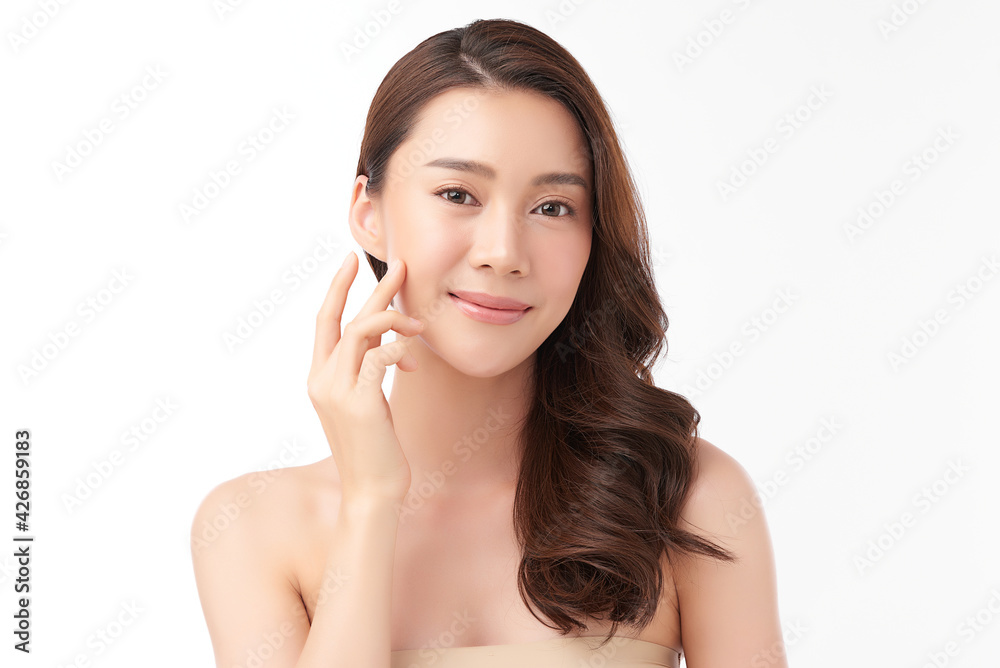 Beautiful young asian woman with clean fresh skin on white background, Face care, Facial treatment, Cosmetology, beauty and spa, Asian women portrait Beautiful young asian woman with clean fresh skin on white background, Face care, Facial treatment, Cosmetology, beauty and spa, Asian women portrait