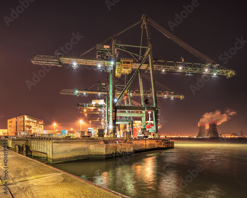 container cargo freight ship with crane
