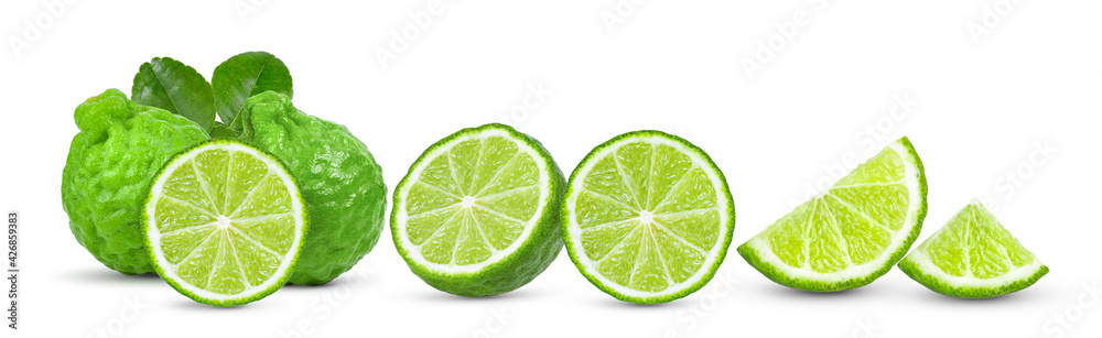 bergamot or kaffir on white background bergamot or kaffir on white background
