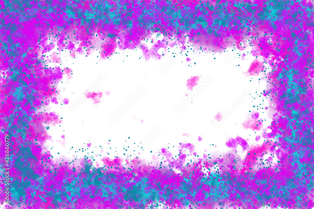 Fototapeta premium An abstract neon splatter border background image.