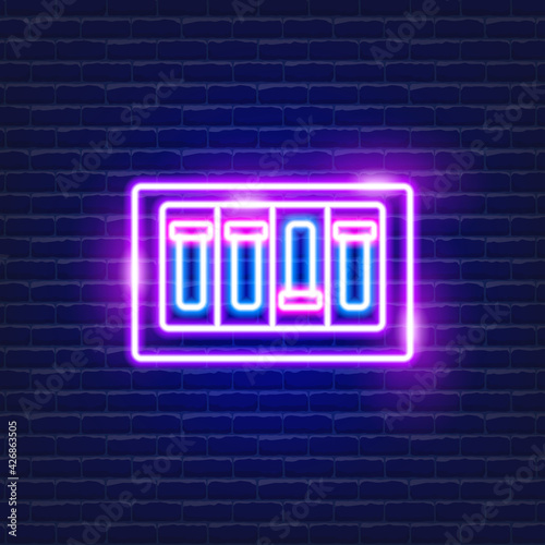 Electric circuit breaker neon icon. Electricity concept. Vector illustration for design.