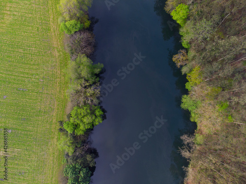 Aerial view of the Navia river in Asturias  Spain.